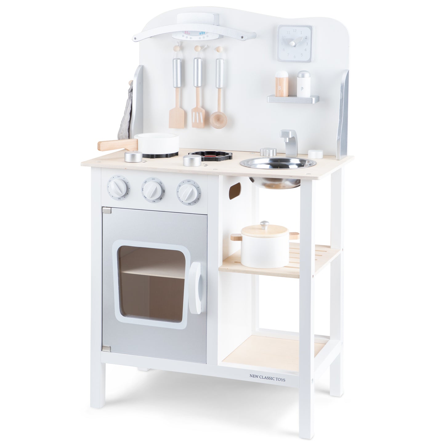 New Classic Toys Küchenzeile Kinderküche aus Holz Bon Appetit in Weiß Holzküche