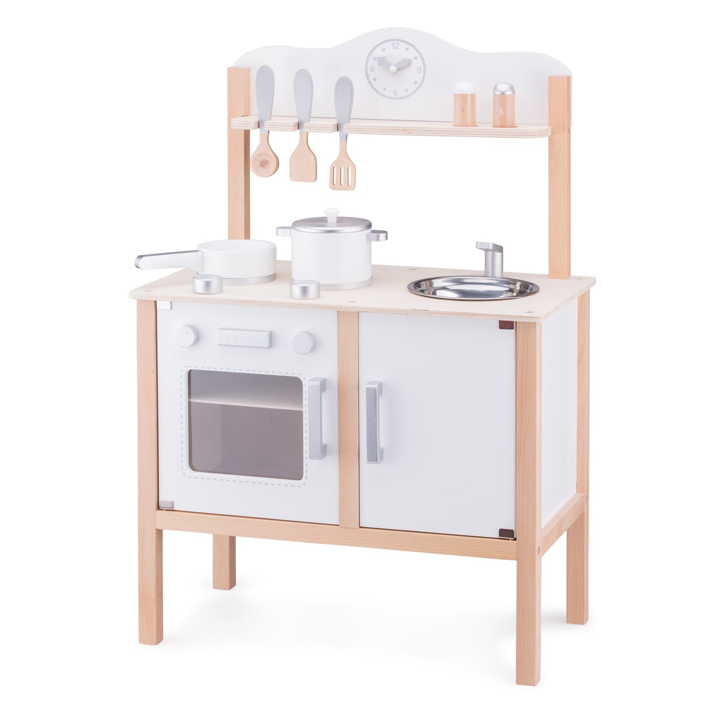New Classic Toys Küchenzeile Kinderküche aus Holz Modern Weiß Holzküche Holzspielzeug
