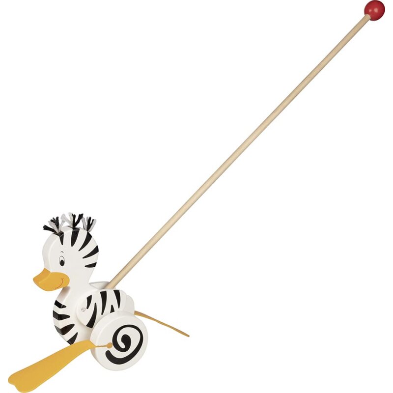 Goki 54959 - Schiebetier Zebra-Ente
