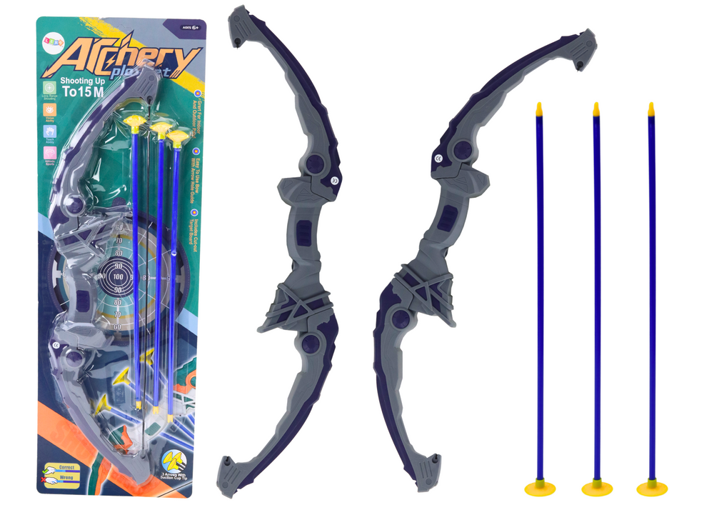 LEAN Toys Schießbogen Lila Pfeile mit Saugnäpfen 3 Stück