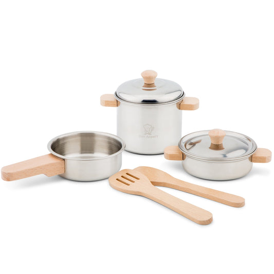 New Classic Toys Topf Set aus Metall - silber