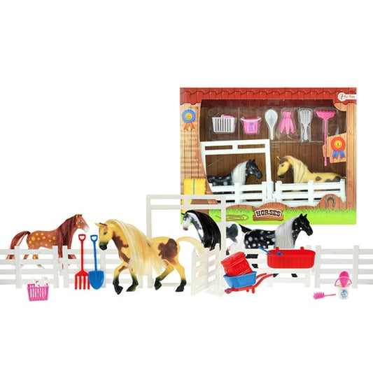 Toi-Toys 2 Pferde inkl Stall und Zubehör