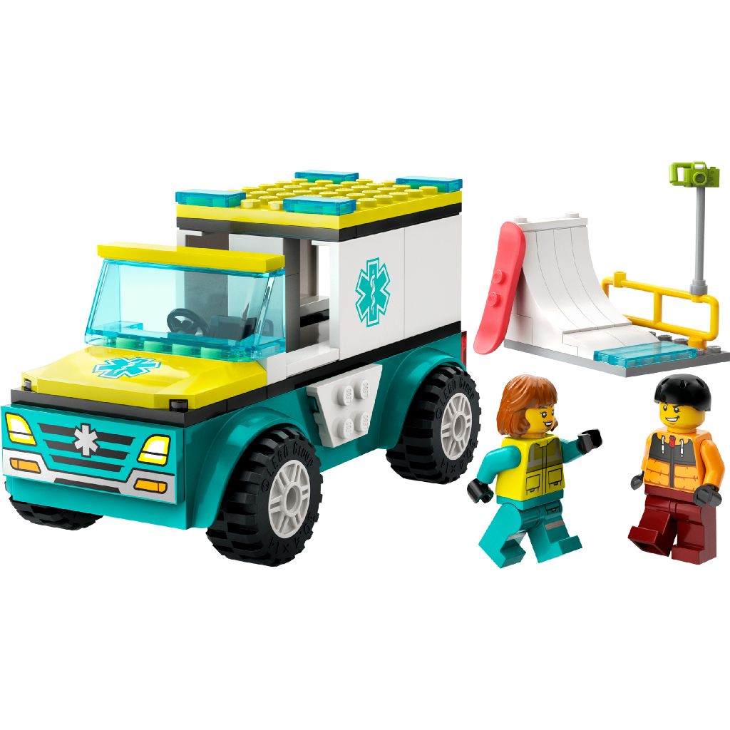 LEGO 60403 City Fahrzeuge - Rettungswagen und Snowboarder (79 Teile)