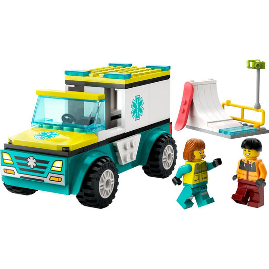 LEGO 60403 City Fahrzeuge - Rettungswagen und Snowboarder (79 Teile)