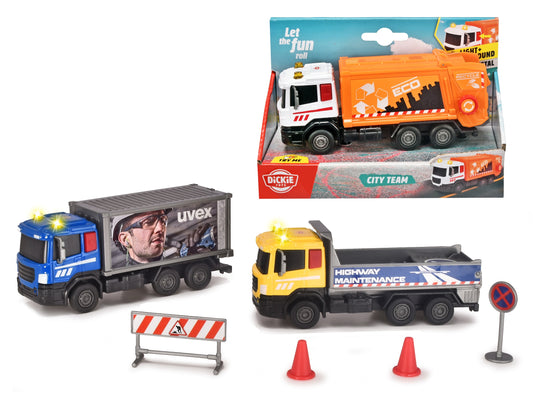 DICKIE TOYS City Team 3 Fahrzeuge mit Licht und Geräuschen