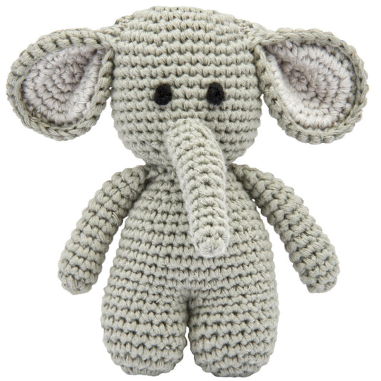 miniHeld Handgestrickter Elefant gehäkelt aus Baumwolle Spielzeug 15 cm