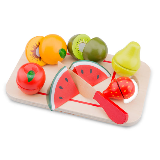 New Classic Toys Früchte schneiden Holzspielzeug mit Holzbrett Kinderküchen-Zubehör