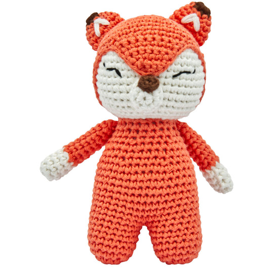 miniHeld Handgestrickter Fuchs gehäkelt aus Baumwolle Spielzeug 15 cm
