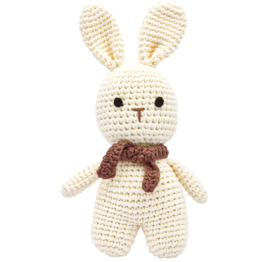 miniHeld Handgestrickter Hase gehäkelt aus Baumwolle Spielzeug 18 cm