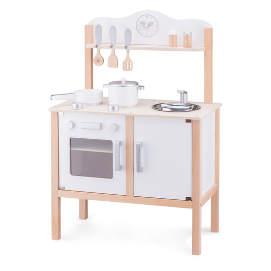 New Classic Toys Küchenzeile Kinderküche aus Holz Modern Weiß Holzküche Holzspielzeug