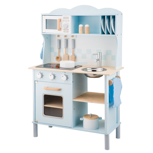 New Classic Toys Küchenzeile Kinderküche aus Holz Modern mit Kochfeld Holzküche