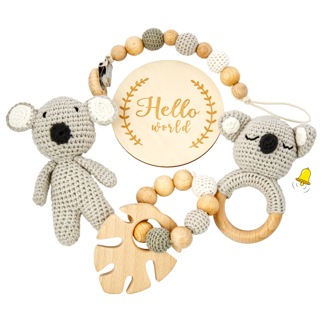 miniHeld Handgestrickter Koala Lako Geschenkbox zur Geburt oder Babyparty
