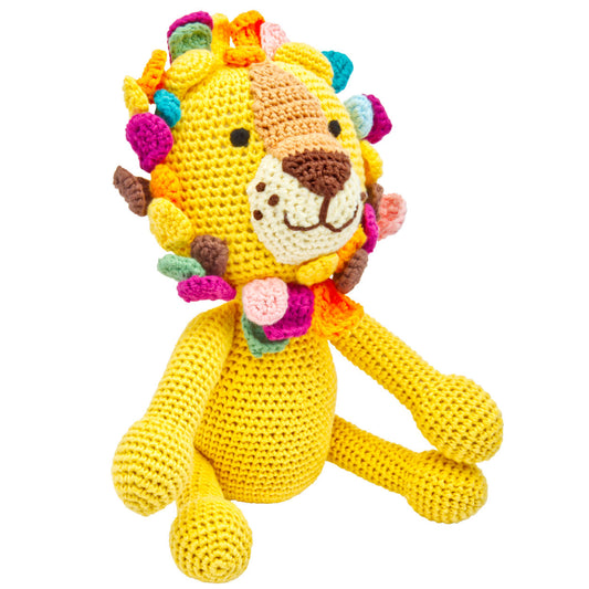 miniHeld Handgestrickter Löwe "Lio" gehäkelt Spielzeug 28 cm aus Baumwolle