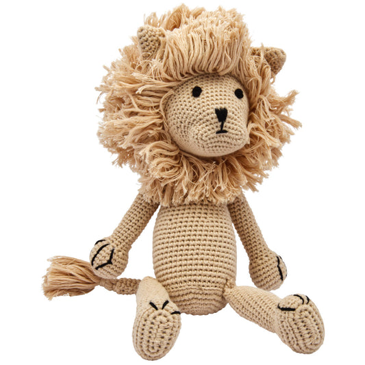 miniHeld Handgestrickter Löwe Lionel gehäkelt Spielzeug 32 cm aus Baumwolle