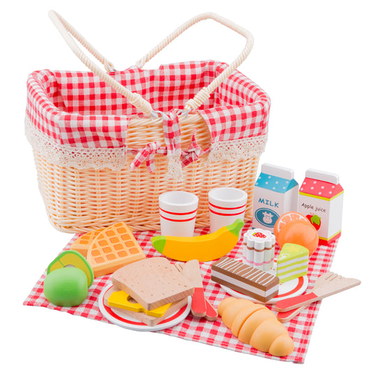 New Classic Toys Schneideset Picknickkorb Kinder Holzspielzeug Kinderküchen-Zubehör