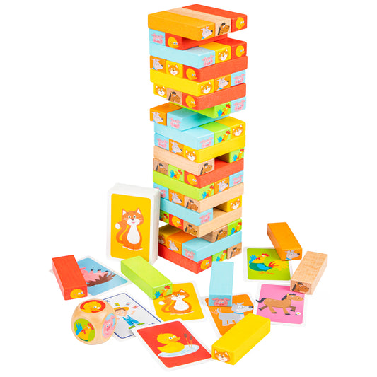 New Classic Toys Wackel Stapelturm aus Holz Spielset Turmspiel für Kinder Holspielzeug