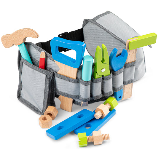 New Classic Toys Werkzeuggürtel mit Werkzeug aus Holz für Kinder Spielset in Blau