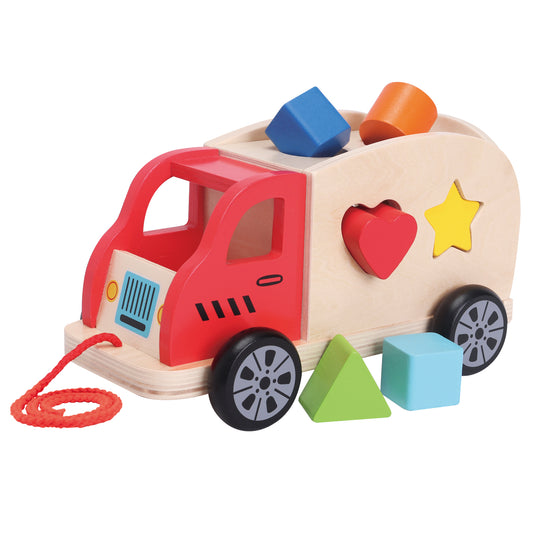 New Classic Toys Zieh-Sortierspiel Auto 6 Steine Kinderspielzeug aus Holz Steckspiel