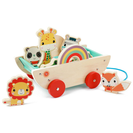 Toi-Toys Zieh-Wagen mit Tieren aus Holz