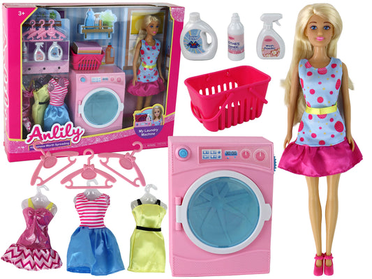 LEAN Toys Anlily Doll Wäschezubehör-Set XXL Waschmaschine