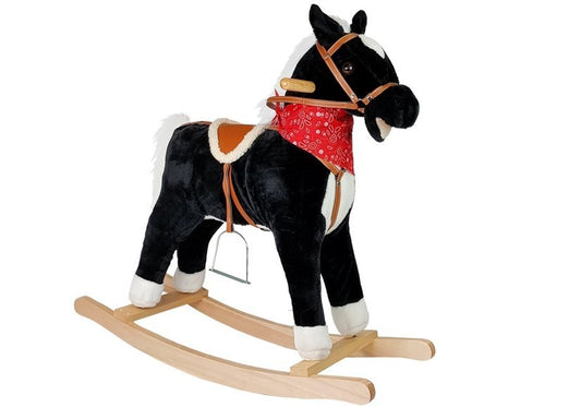 LEAN Toys Schwarz-weißes Schaukelpferd Sounds Moves Snout Tail 74 cm