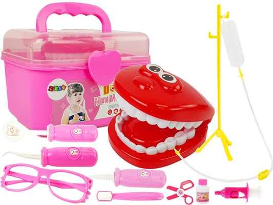 LEAN Toys Arzt Set Zahnarzt Ständer Tropf Medikamente Spritze Bohrer Zahnbürste