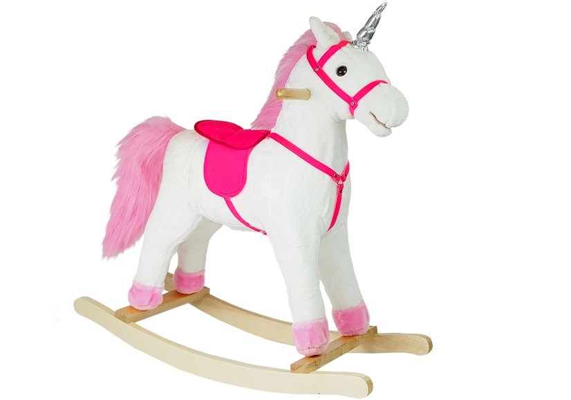 LEAN Toys Laufendes Pferd Einhorn Weiß Geräusche Bewegt Schnauze Schwanz 74 cm