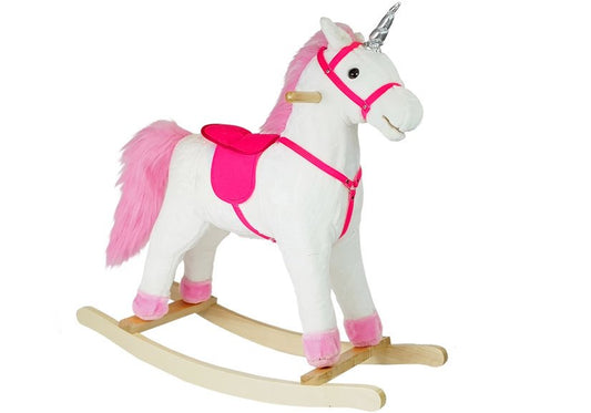 LEAN Toys Laufendes Pferd Einhorn Weiß Geräusche Bewegt Schnauze Schwanz 74 cm