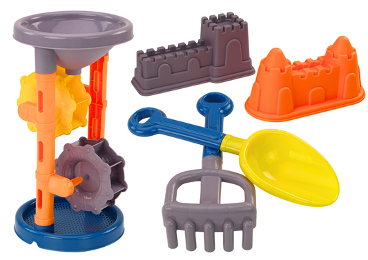 LEAN Toys Sandset, Mühle, Spachtel, Rechen, Formen, Orange