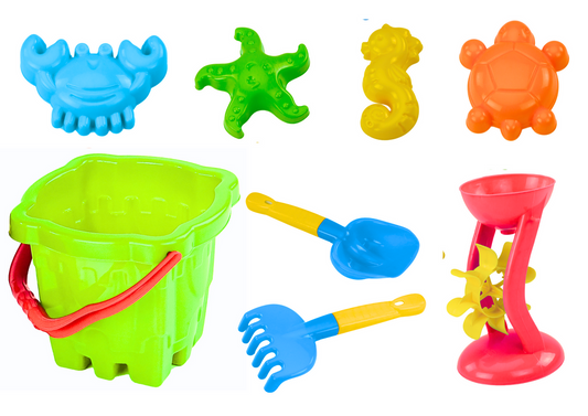 HEMAR Sandspielzeug-Set, Eimer, Burg, Mühle, 9-teilig