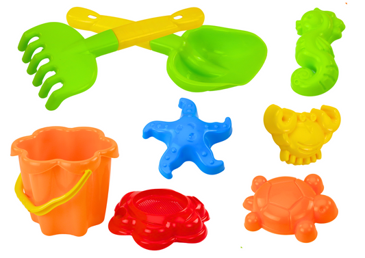 HEMAR Set für Sand, Eimer, Sieb, Formen, 8-teilig, bunt