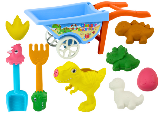 LEAN Toys Set aus Toczka-Sandspielzeug, sechs Formen, Gießkanne, Dinosaurier