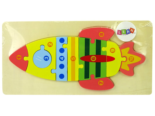 LEAN TOYS Holzpuzzleset Raketenzahlen