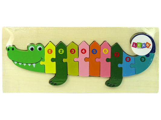 LEAN Toys Holzpuzzle-Set Krokodil Zahlen