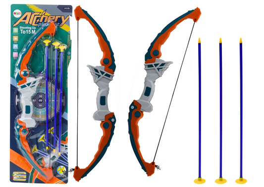 LEAN Toys Schießbogen, grüne und orangefarbene Pfeile mit Saugnäpfen, 3 Stück