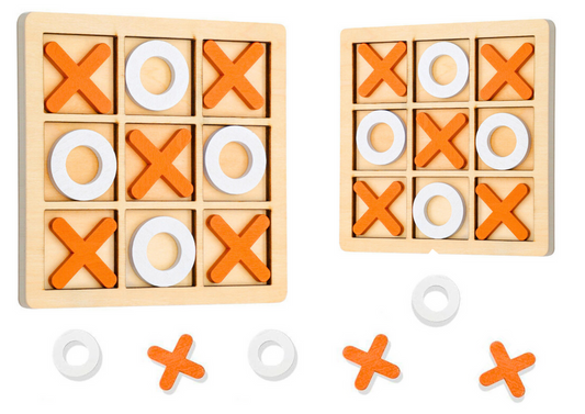 LEAN TOYS Tic Tac Toe Strategie-Logikspiel aus Holz