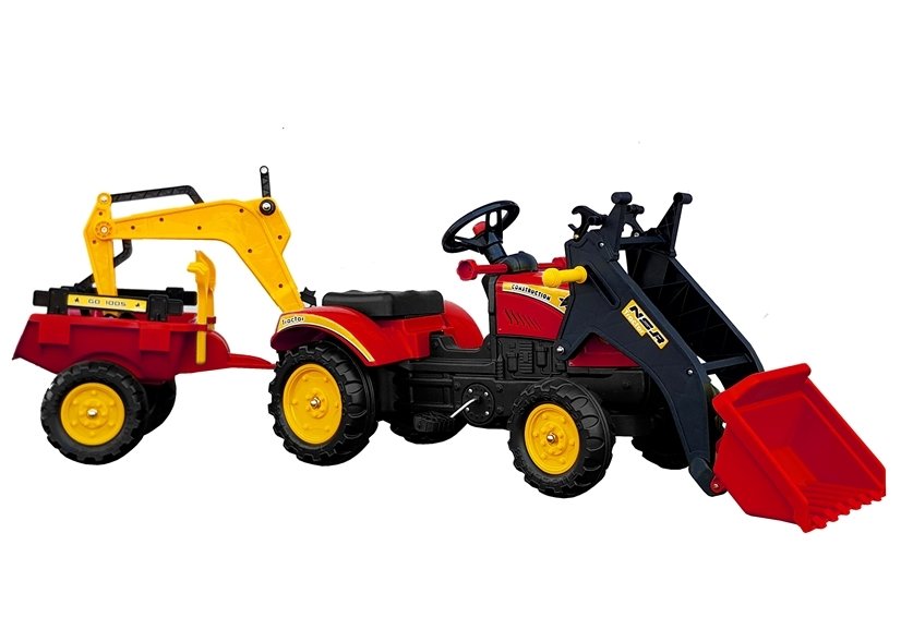 LEAN CARS Traktor mit Anhänger und Tretschaufel Benson rot