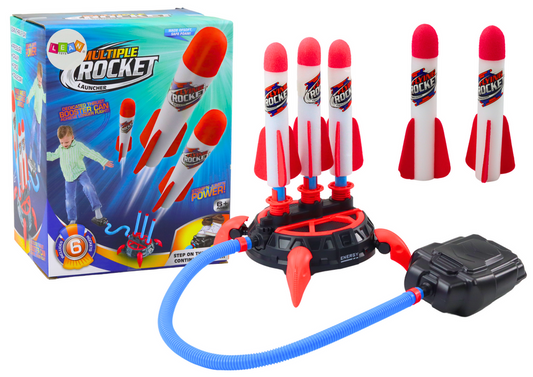 LEAN Toys Dreifach-Launcher-Katapult-Schaumstoff-Raketen-Push-Up-Spiel