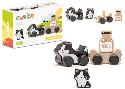 LEAN Toys Wise Cat Milk Holzspielzeug 15450