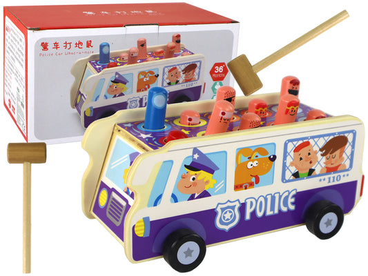 LEAN Toys Hölzernes Arcade-Spiel Völkerball-Polizeibus