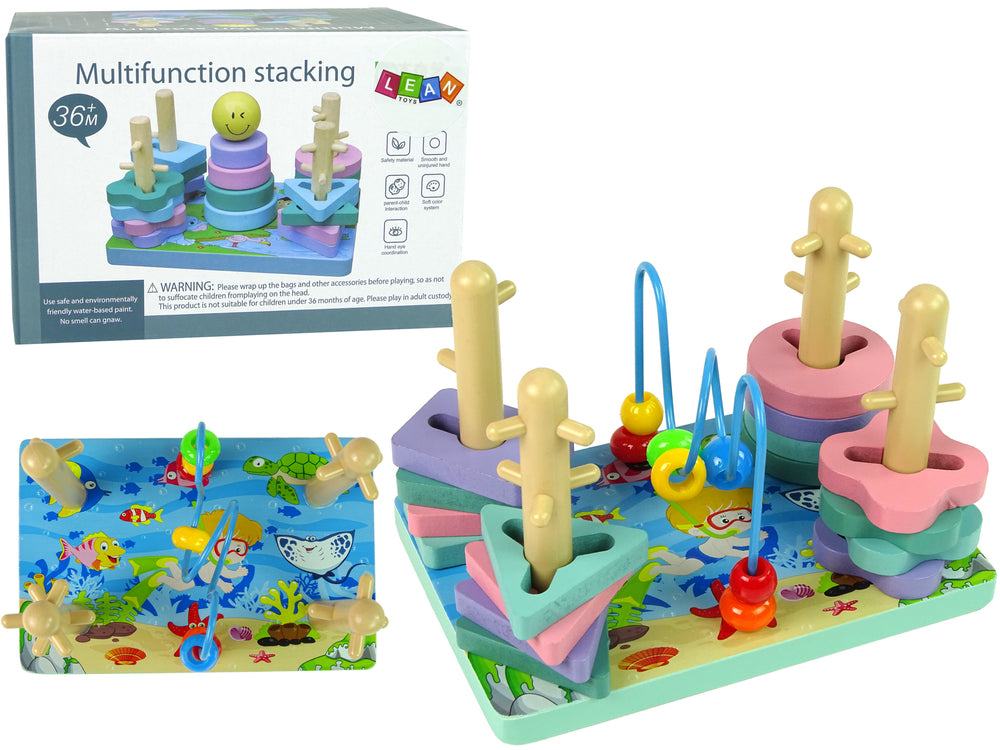 LEAN Toys Holzbausteine Sortierer Meer Welt Pädagogische Perlen