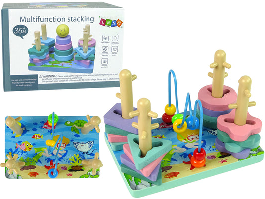 LEAN Toys Holzbausteine Sortierer Meer Welt Pädagogische Perlen