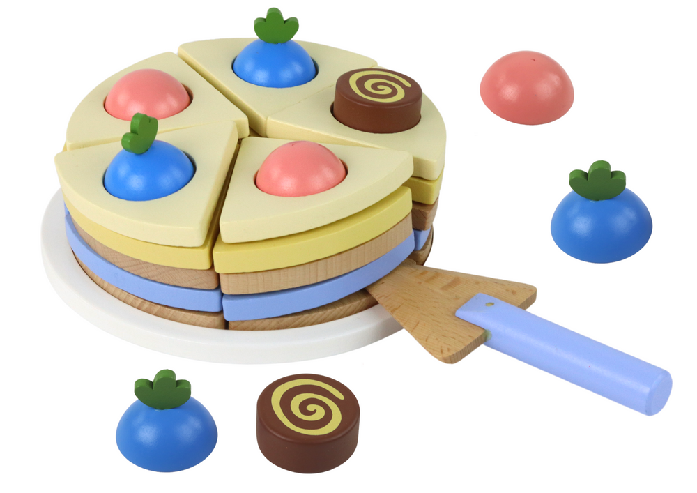 LEAN Toys Kuchenstücke aus Holz, 8 Stück.