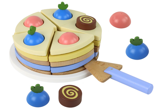 LEAN Toys Kuchenstücke aus Holz, 8 Stück.