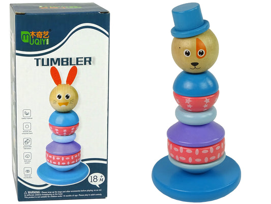 LEAN Toys Holzpyramide Hund mit Hut Balancierturm