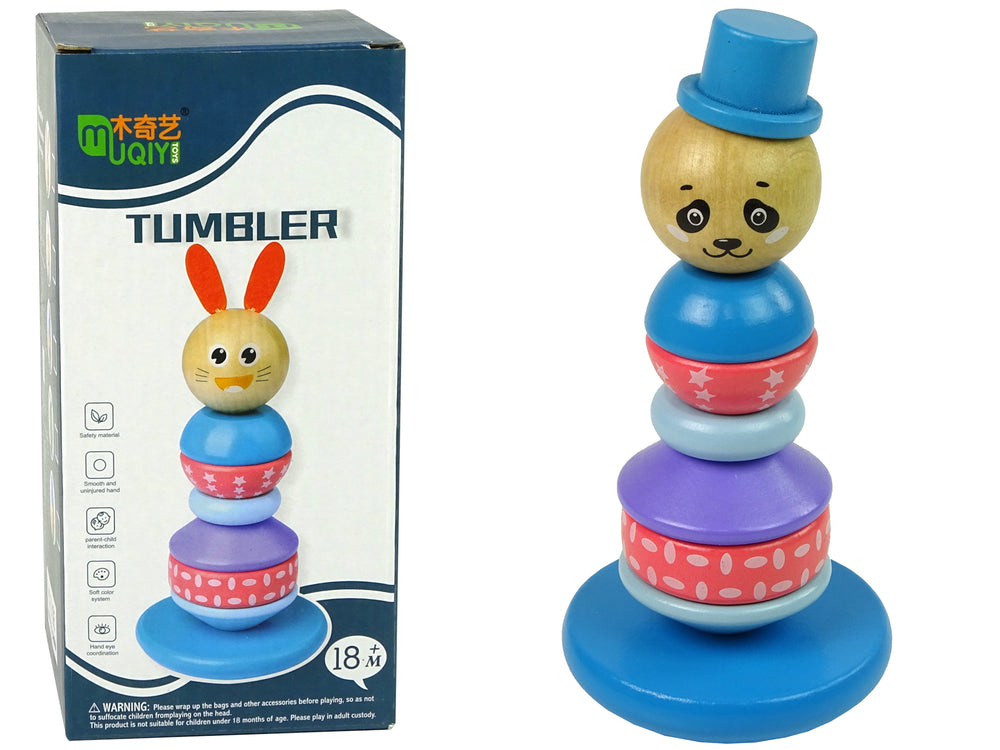 LEAN Toys Pädagogischer Pyramid Panda Balancierturm aus Holz