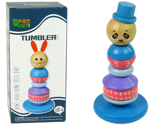 LEAN Toys Pädagogischer Pyramid Panda Balancierturm aus Holz