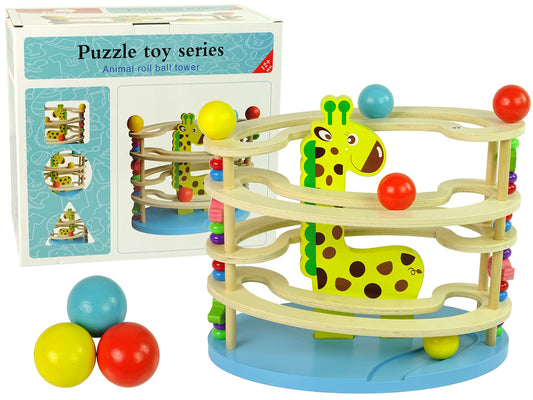 LEAN Toys Holzgiraffe Kugelrutsche Perlen