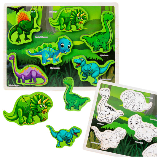 LEAN Toys Holzpuzzle Dinosaurier-Puzzleformen, Brett, 12 Teile