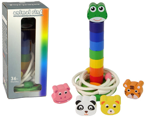 LEAN Toys Holzpyramide Lernpuzzle Tiere